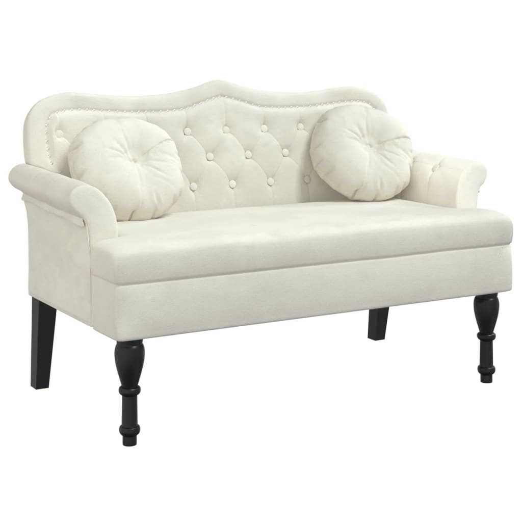 Bench with Cushions Cream 120.5x65x75 cm Velvet