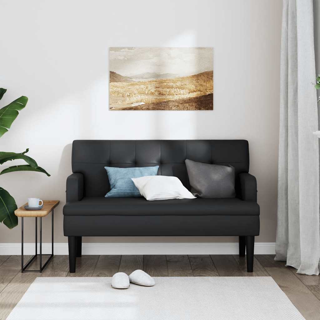 Bench with Backrest Black 112x65.5x75 cm Faux Leather