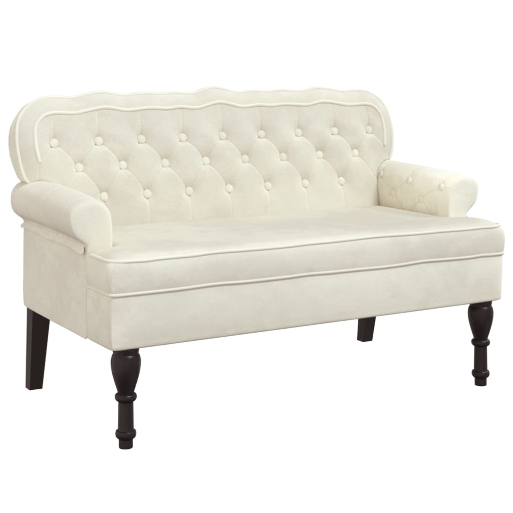 Bench with Backrest Cream 119.5x64.5x75 cm Velvet
