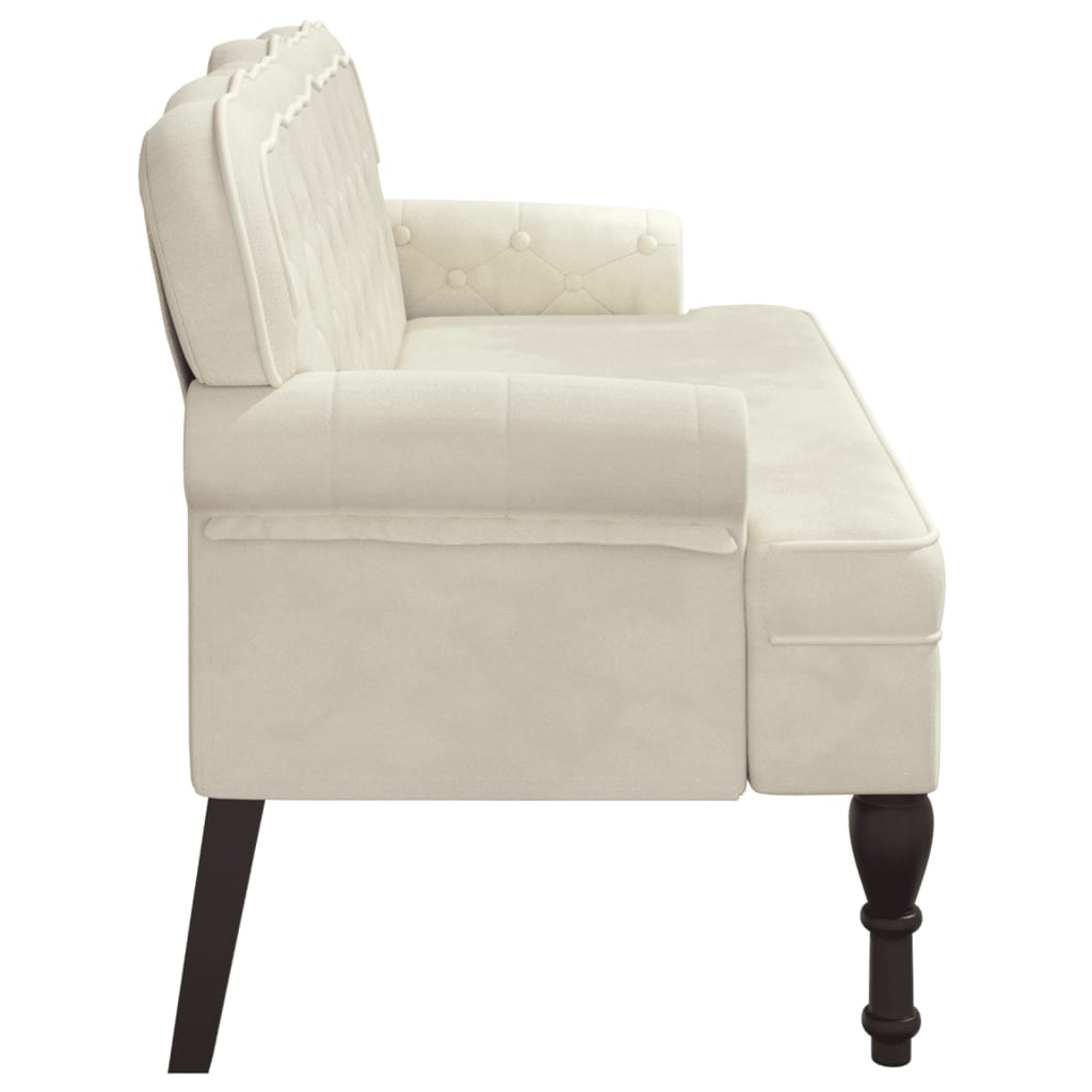Bench with Backrest Cream 119.5x64.5x75 cm Velvet