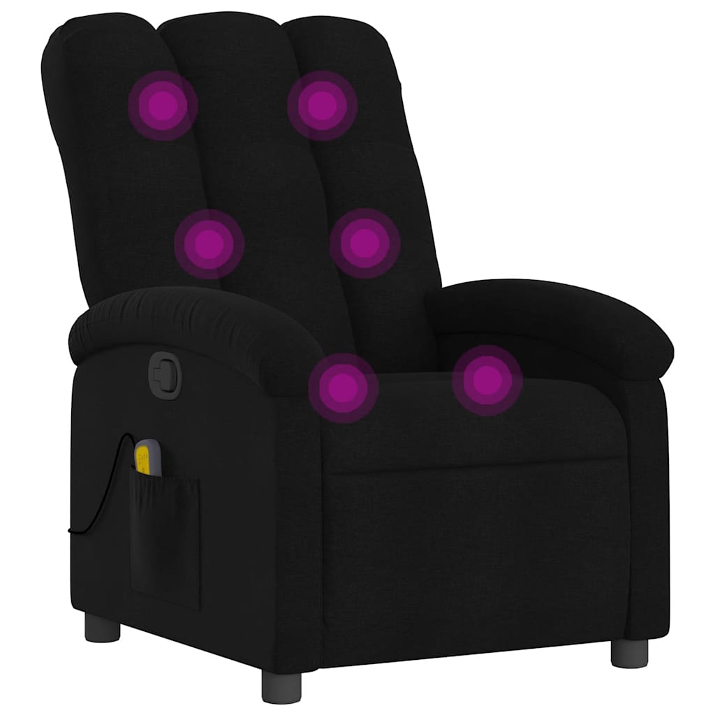 Massage Recliner Chair Black Fabric
