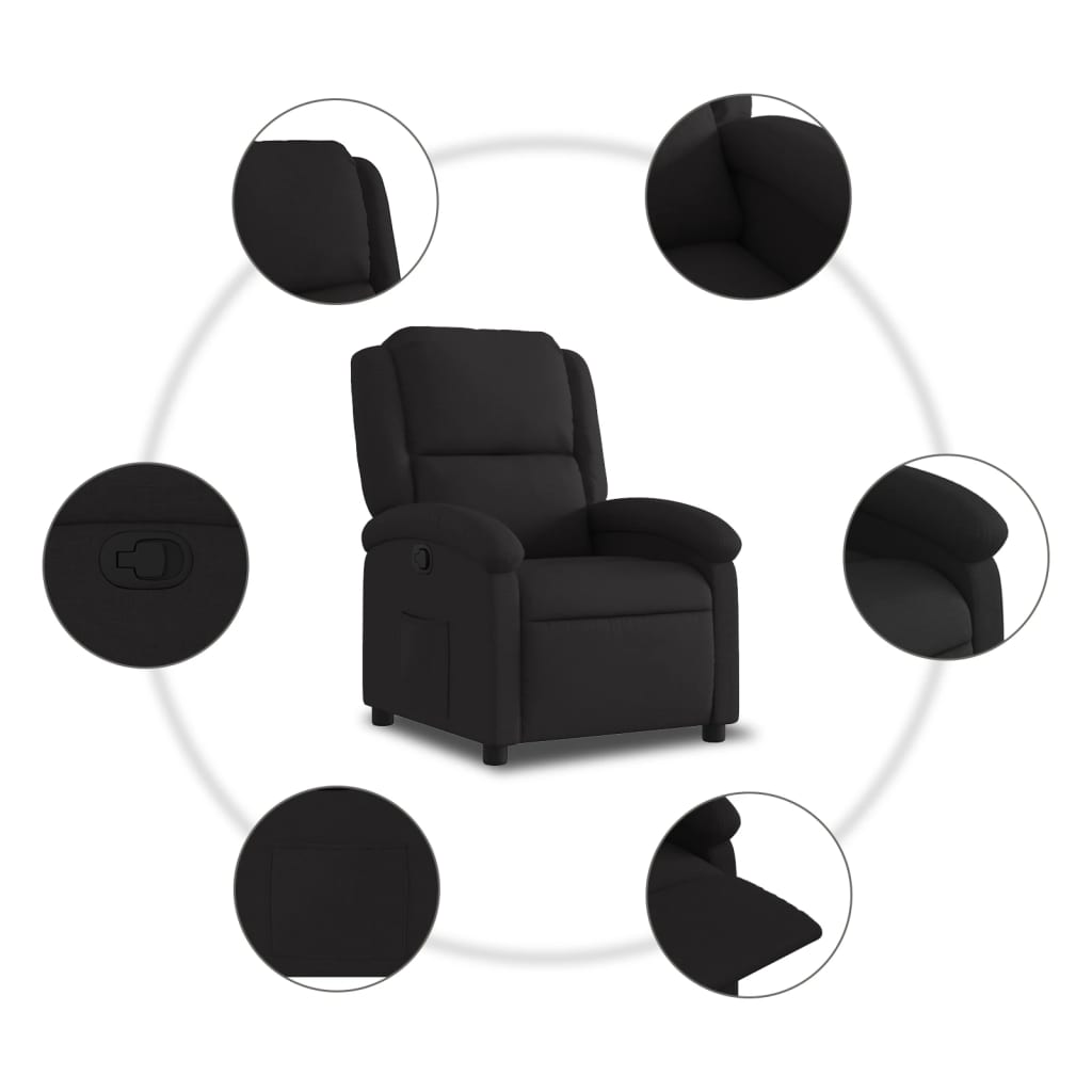 Recliner Chair Black Fabric
