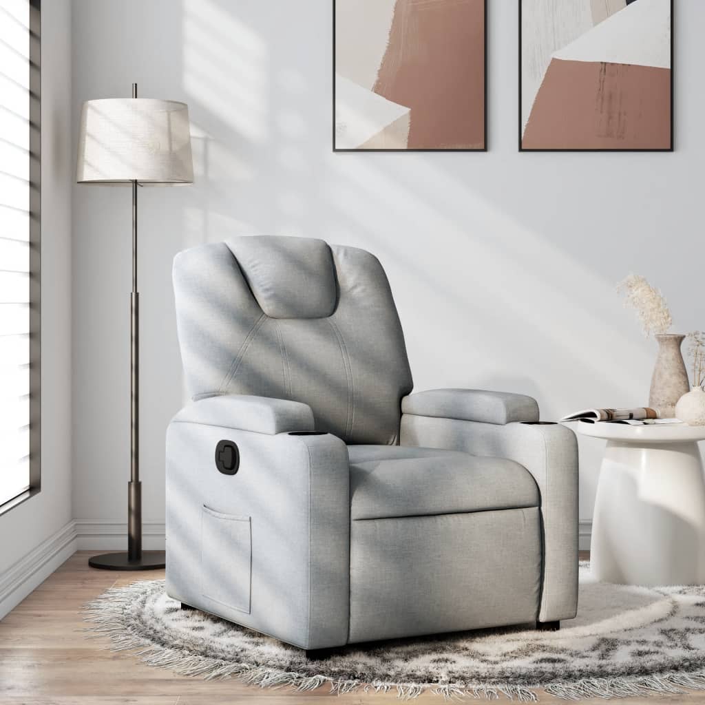 Recliner Chair Light Grey Fabric