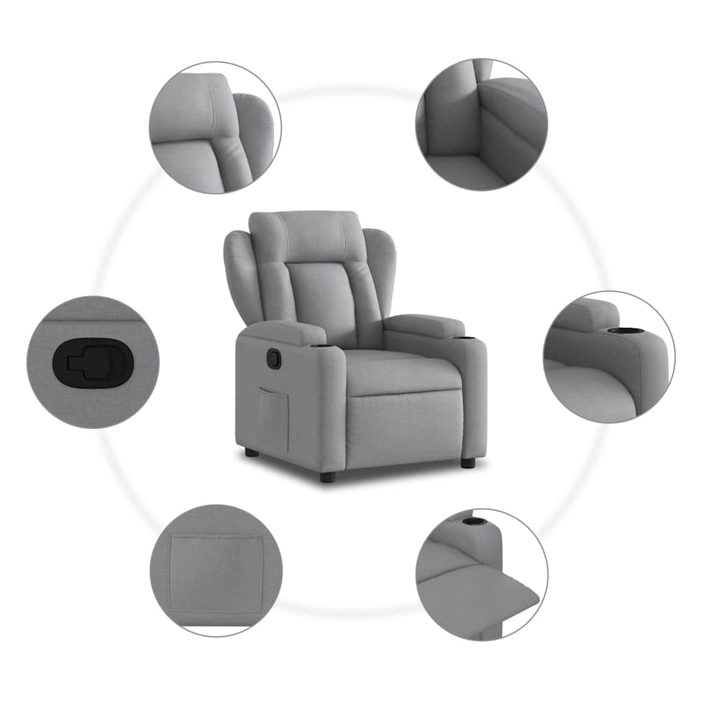 Recliner Chair Light Grey Fabric