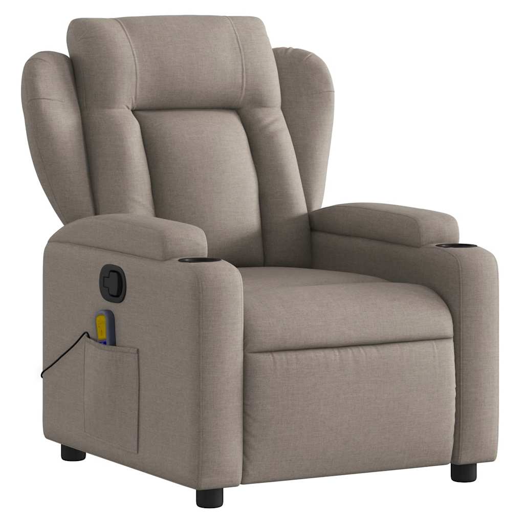 Massage Recliner Chair Taupe Fabric