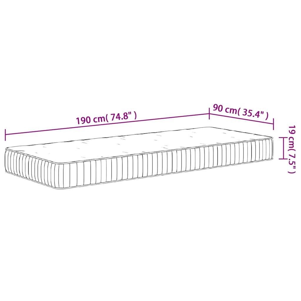 Pocket Spring Mattress Medium 90x190 cm