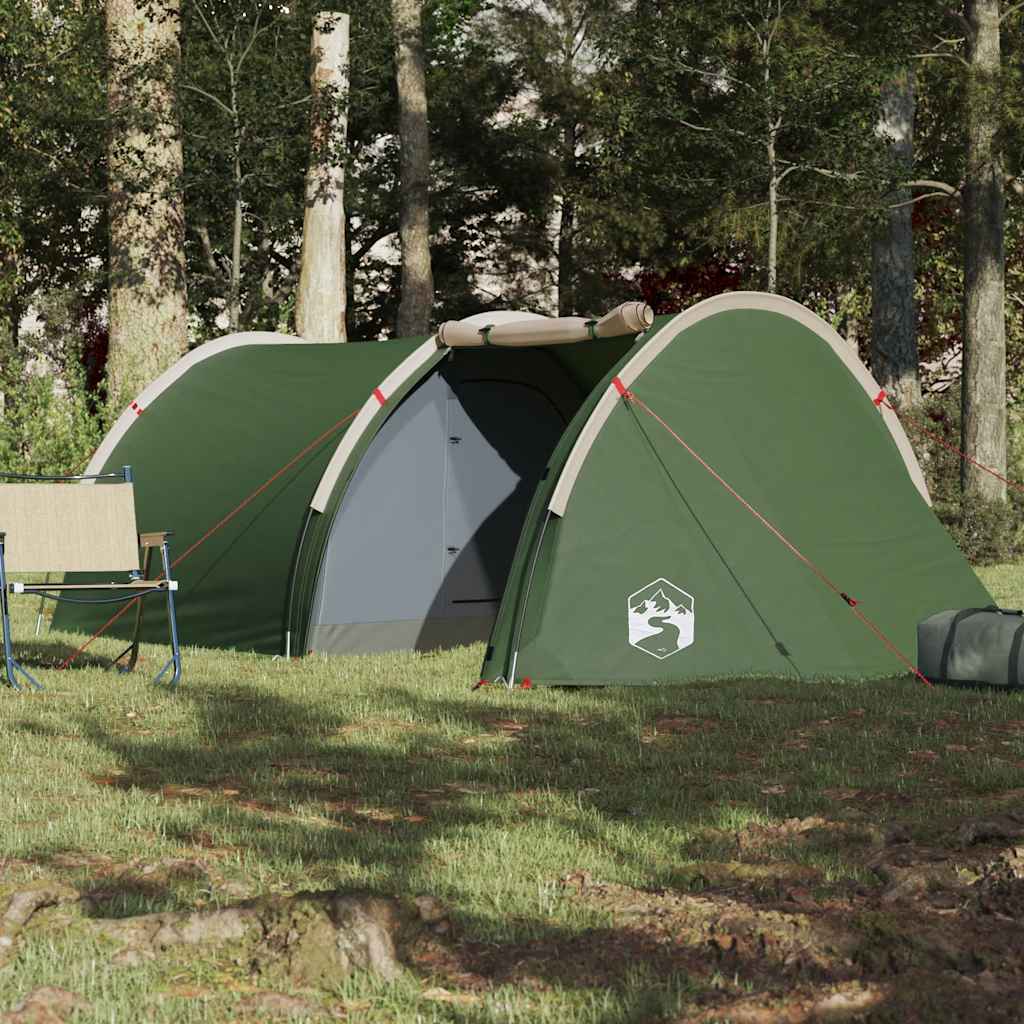 Camping Tent Tunnel 4-Person Green Waterproof