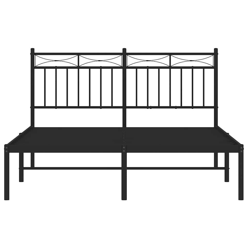 Metal Bed Frame without Mattress with Headboard Black 135x190 cm