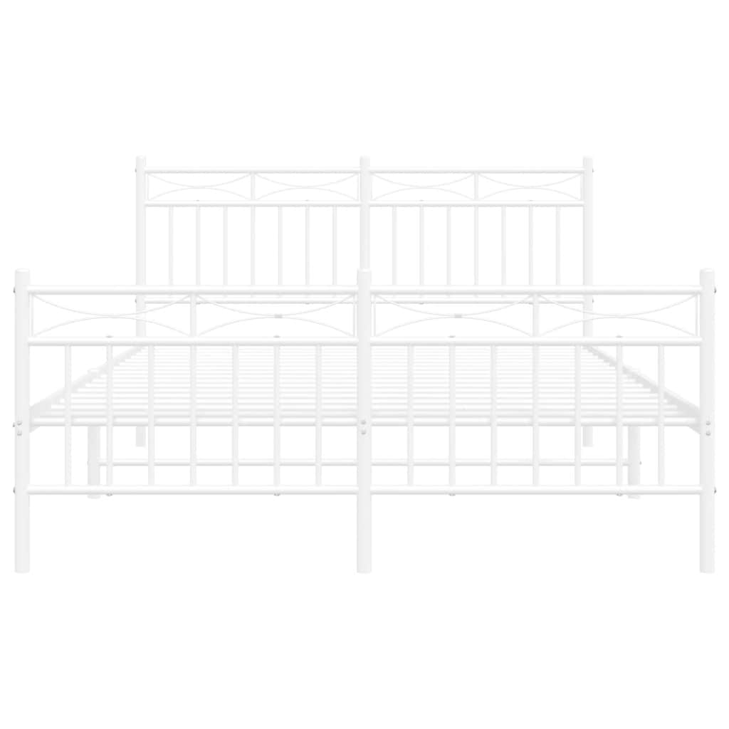 Metal Bed Frame without Mattress with Footboard White 135x190 cm