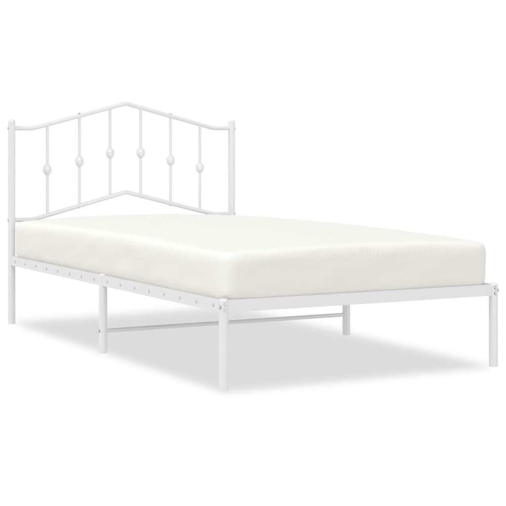 Metal Bed Frame without Mattress with Headboard White 107x203 cm King Single