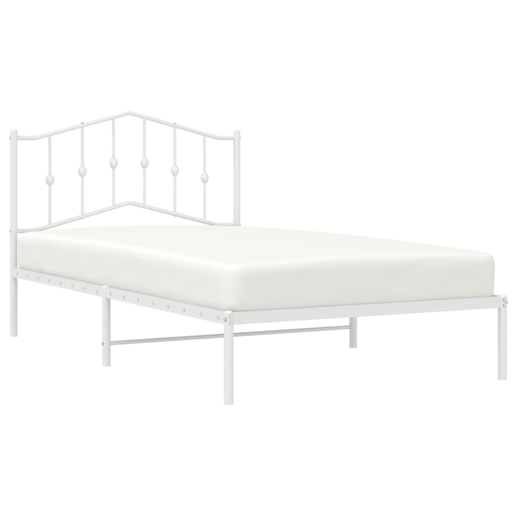 Metal Bed Frame without Mattress with Headboard White 107x203 cm King Single