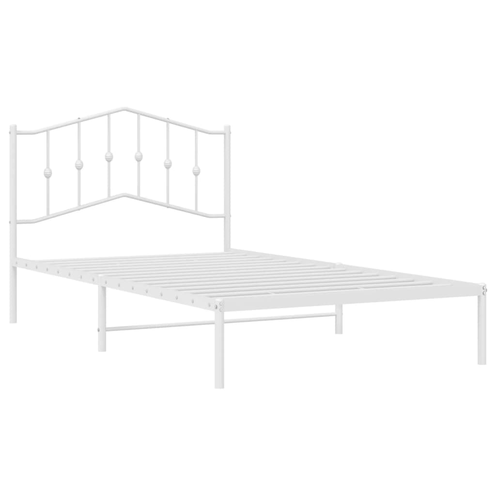 Metal Bed Frame without Mattress with Headboard White 107x203 cm King Single