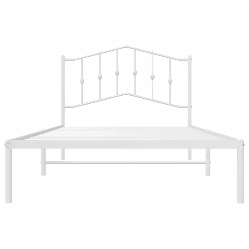 Metal Bed Frame without Mattress with Headboard White 107x203 cm King Single