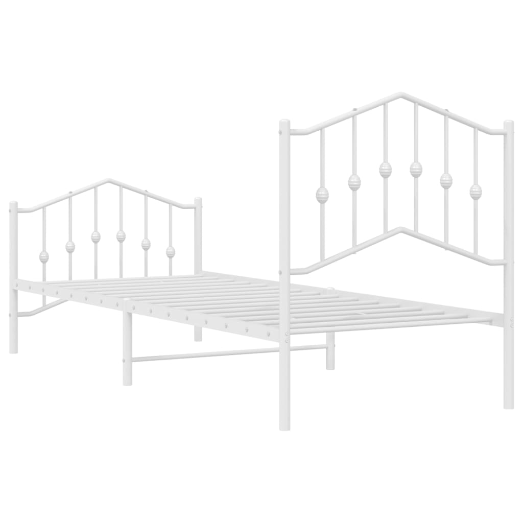Metal Bed Frame without Mattress with Footboard White 90x190 cm