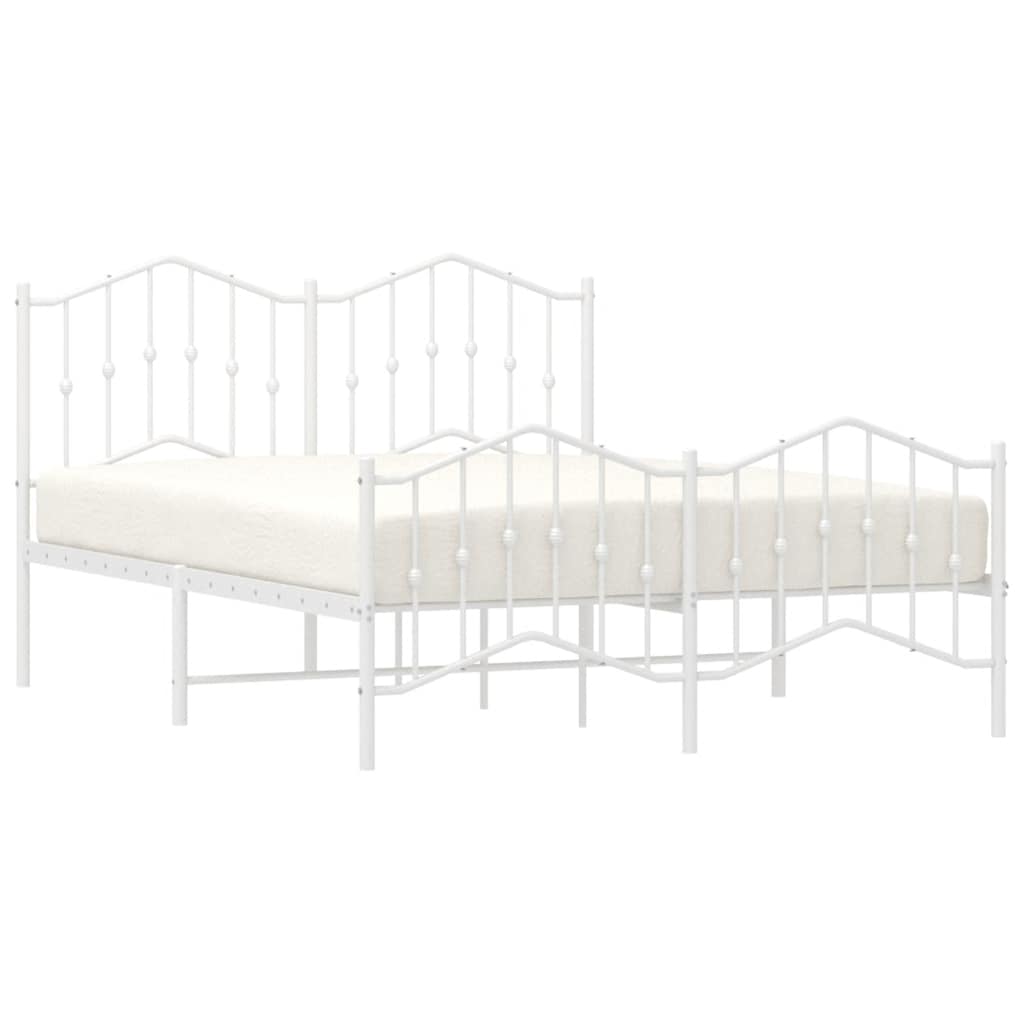 Metal Bed Frame without Mattress with Footboard?White 135x190 cm