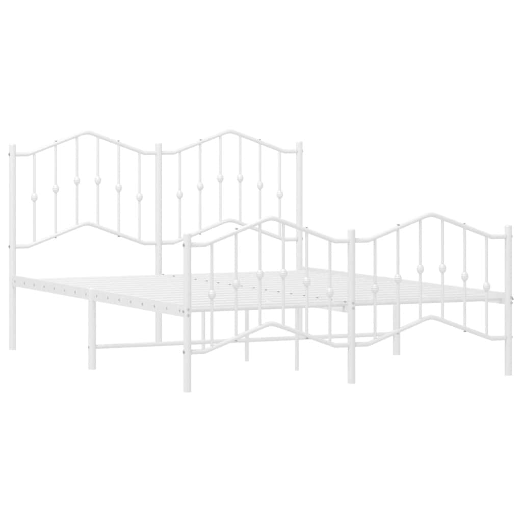 Metal Bed Frame without Mattress with Footboard?White 135x190 cm
