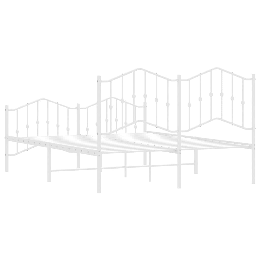 Metal Bed Frame without Mattress with Footboard?White 150x200 cm