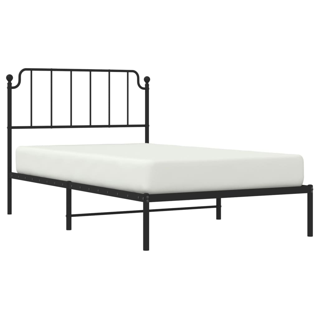 Metal Bed Frame without Mattress with Headboard Black 107x203 cm King Single
