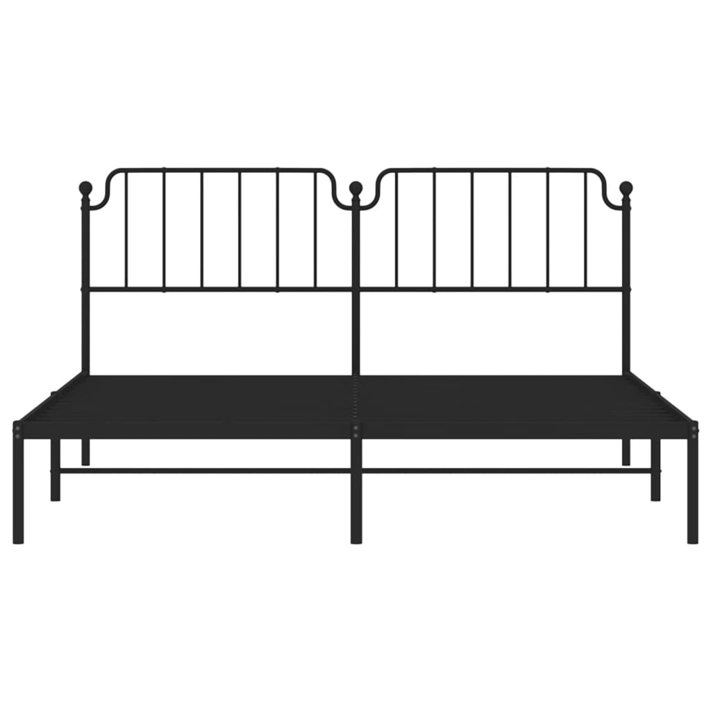 Metal Bed Frame without Mattress with Headboard Black 183x203 cm King