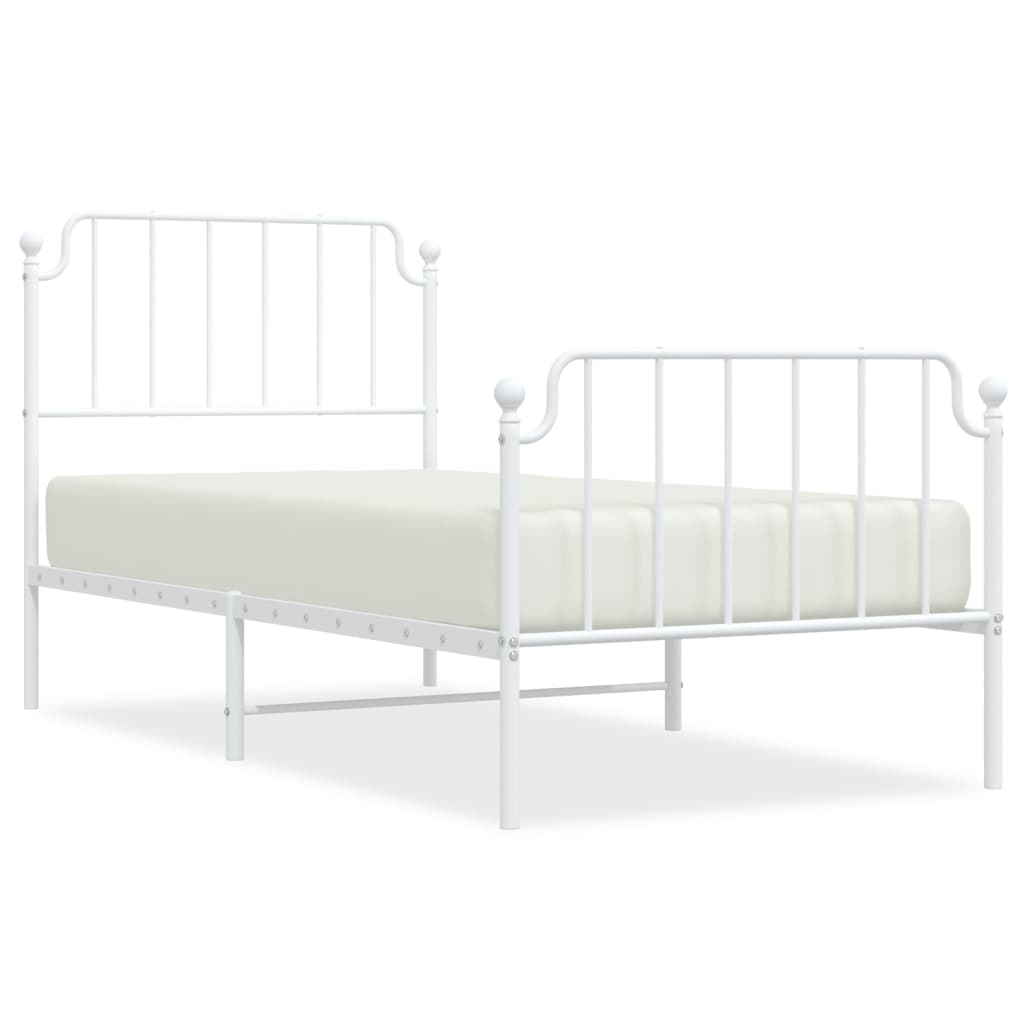 Metal Bed Frame without Mattress with Footboard White 90x190 cm
