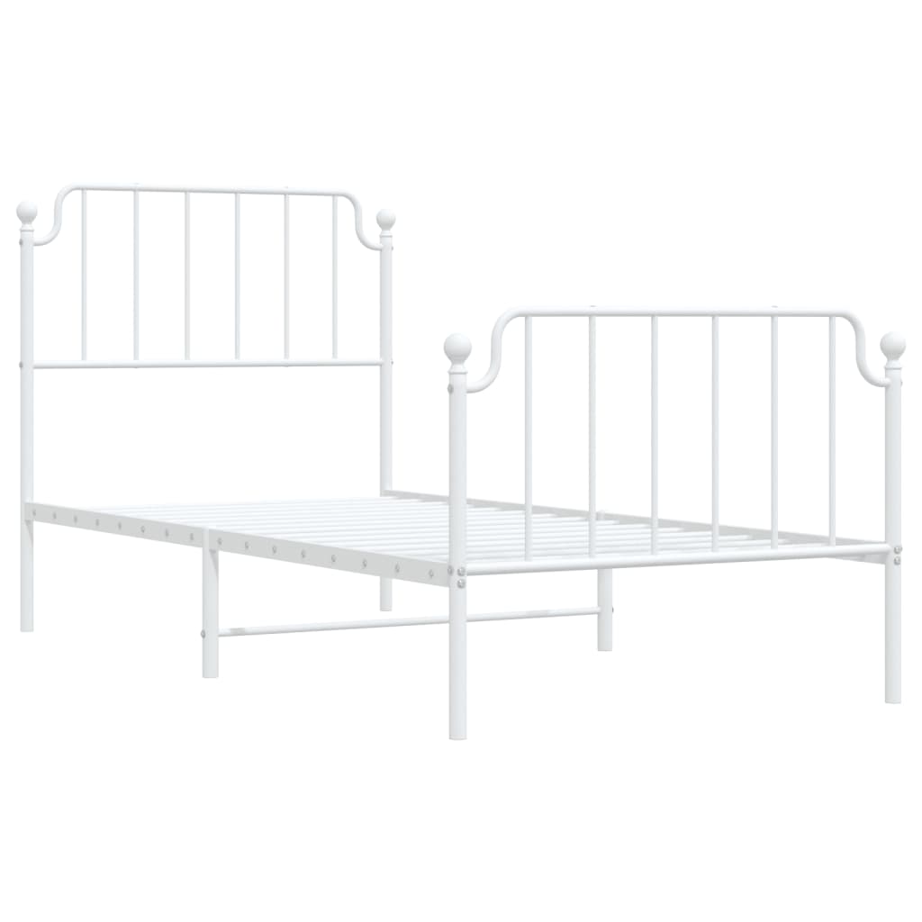 Metal Bed Frame without Mattress with Footboard White 90x190 cm
