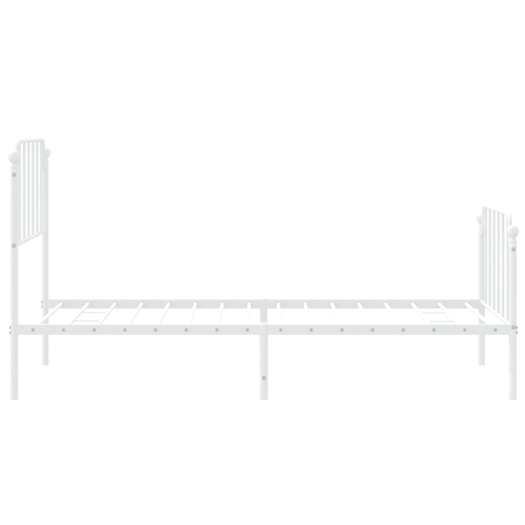 Metal Bed Frame without Mattress with Footboard White 90x190 cm