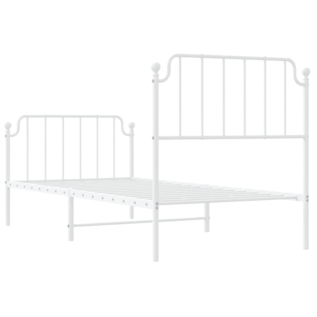 Metal Bed Frame without Mattress with Footboard White 90x190 cm