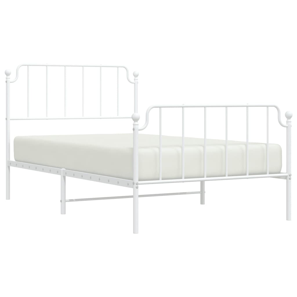 Metal Bed Frame without Mattress with Footboard White 107x203 cm King Single