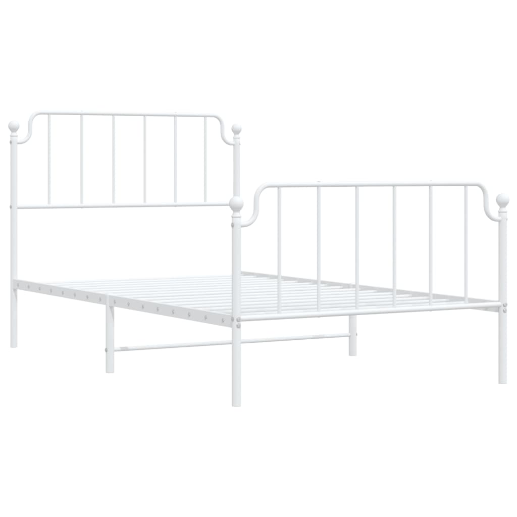 Metal Bed Frame without Mattress with Footboard White 107x203 cm King Single