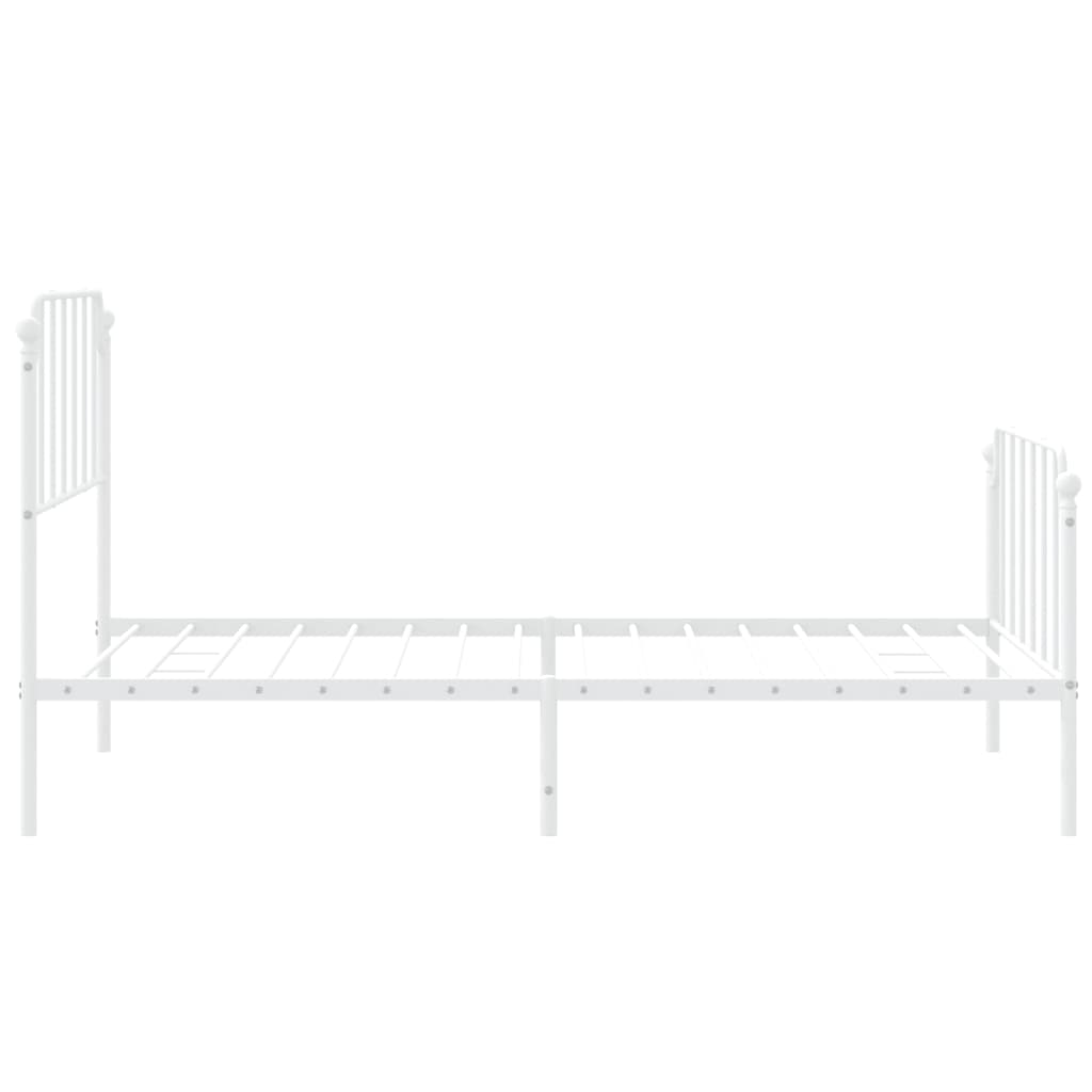 Metal Bed Frame without Mattress with Footboard White 107x203 cm King Single