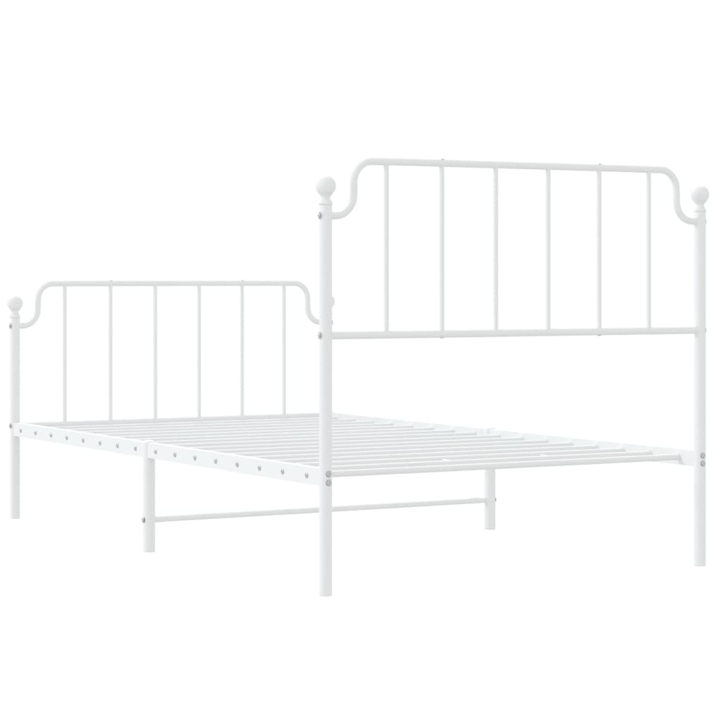 Metal Bed Frame without Mattress with Footboard White 107x203 cm King Single