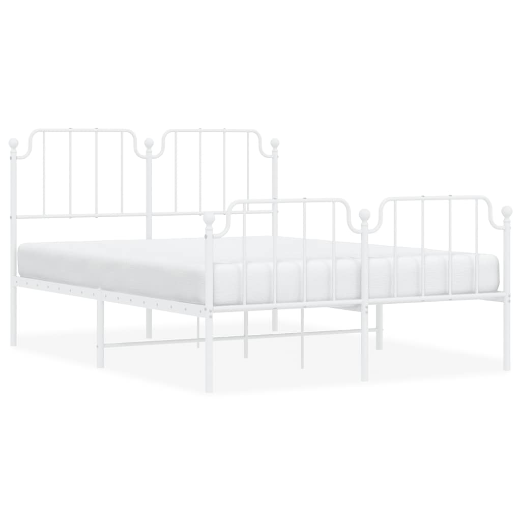 Metal Bed Frame without Mattress with Footboard White 135x190 cm