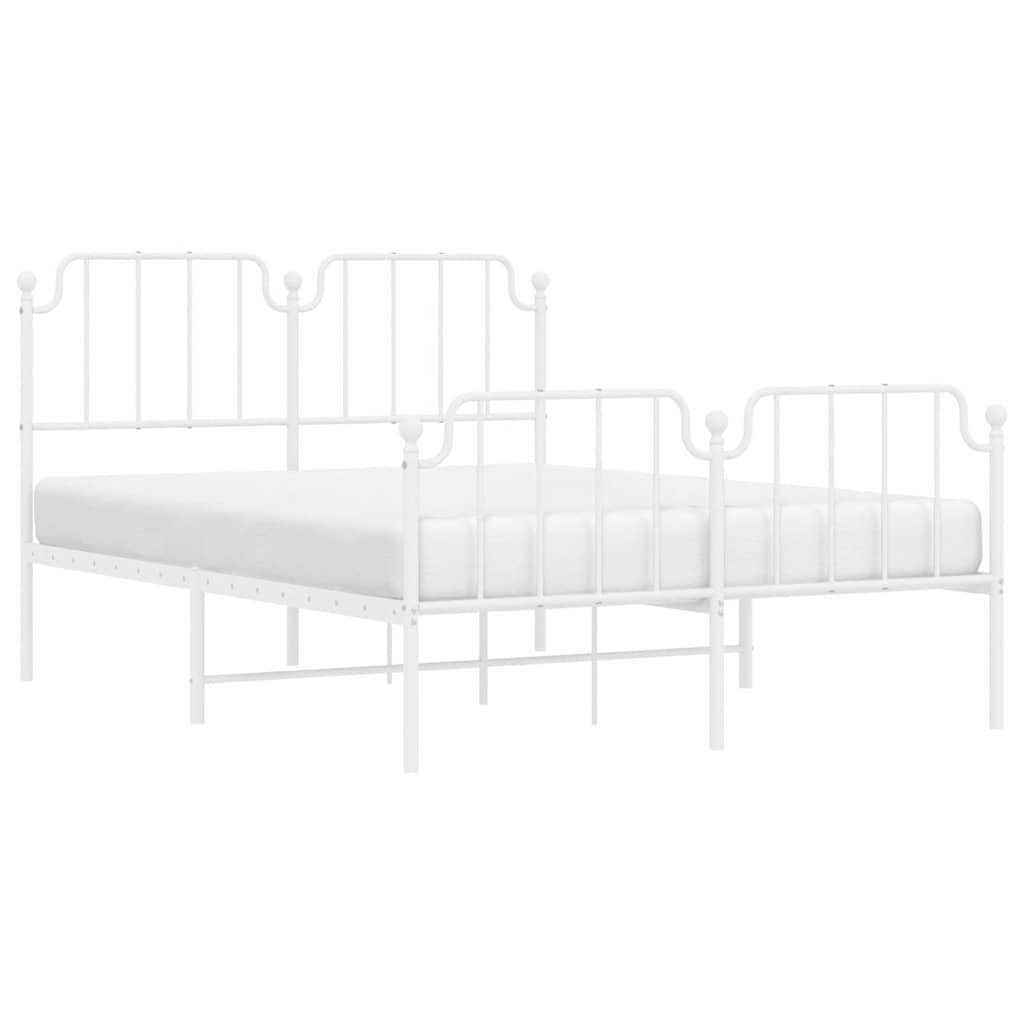 Metal Bed Frame without Mattress with Footboard White 135x190 cm