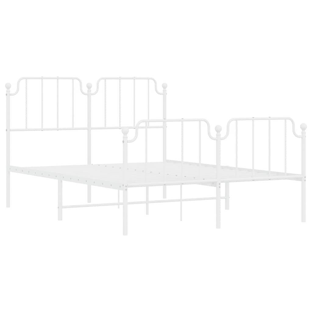 Metal Bed Frame without Mattress with Footboard White 135x190 cm