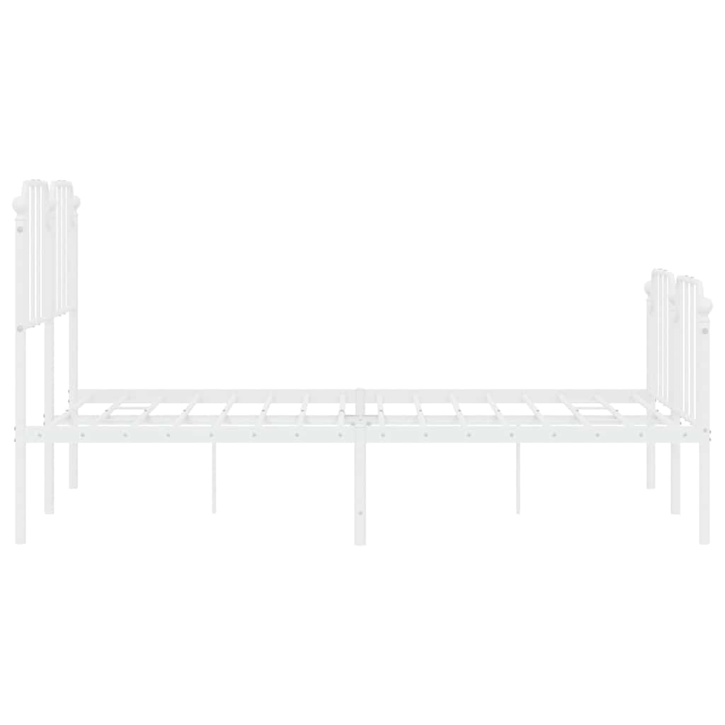 Metal Bed Frame without Mattress with Footboard?White 135x190 cm