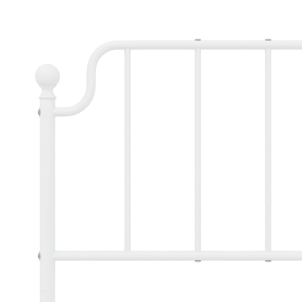 Metal Bed Frame without Mattress with Footboard White 135x190 cm