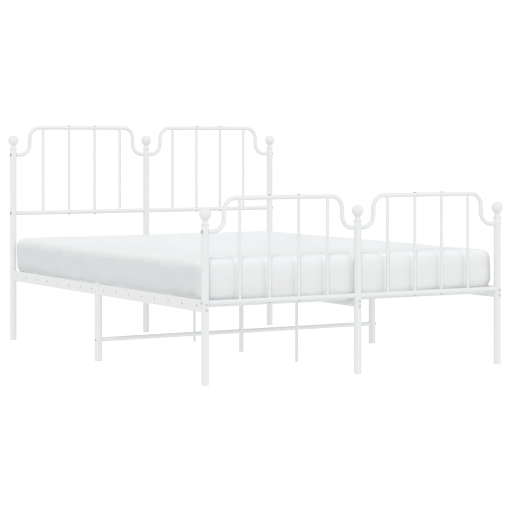 Metal Bed Frame without Mattress with Footboard?White 150x200 cm