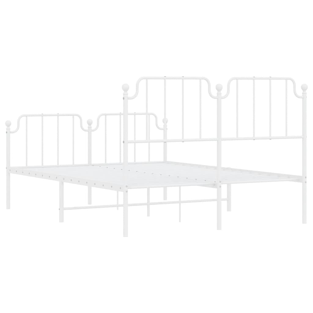 Metal Bed Frame without Mattress with Footboard?White 150x200 cm