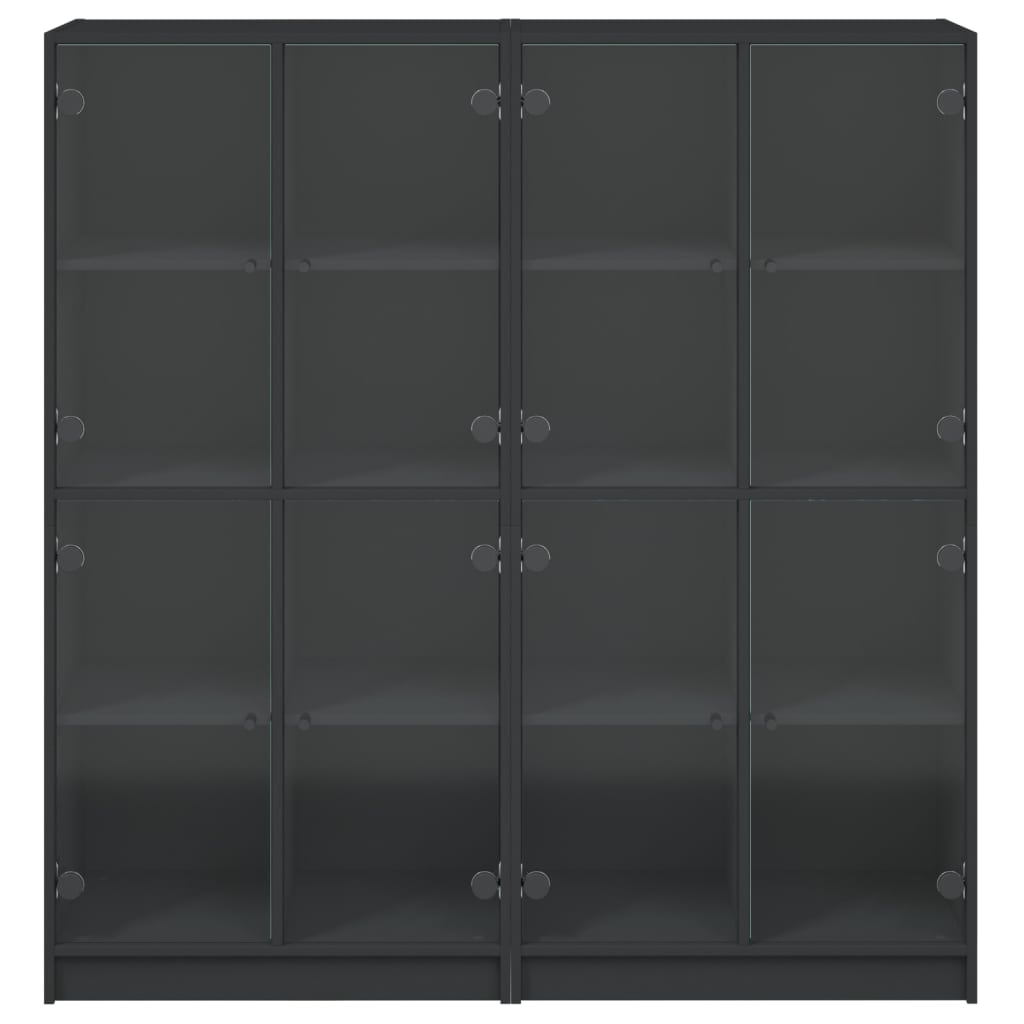 Bookcase with Doors Black 136x37x142 cm Engineered Wood