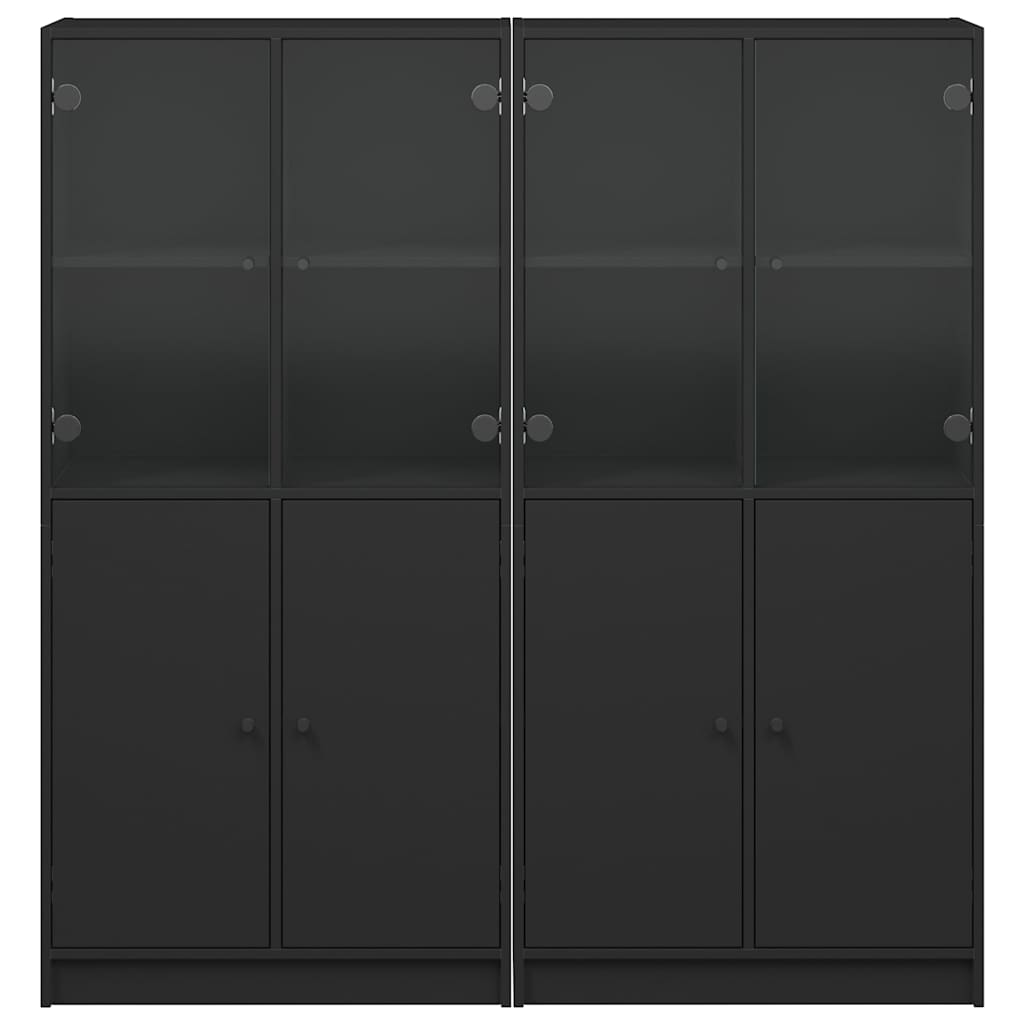 Bookcase with Doors Black 136x37x142 cm Engineered Wood