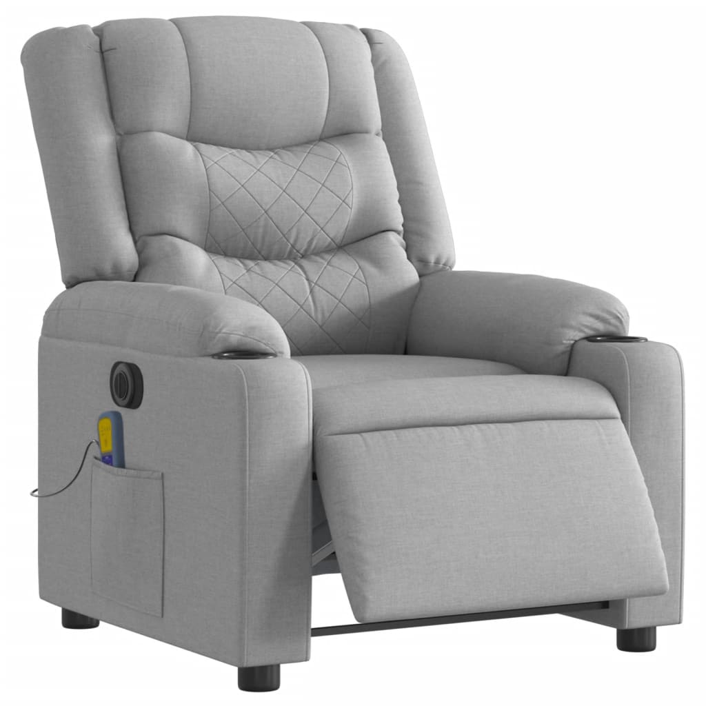 Electric Massage Recliner Chair Light Grey Fabric