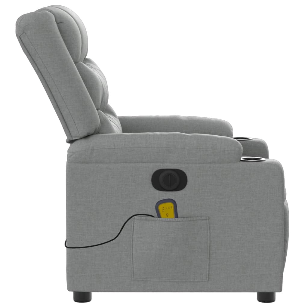 Electric Massage Recliner Chair Light Grey Fabric