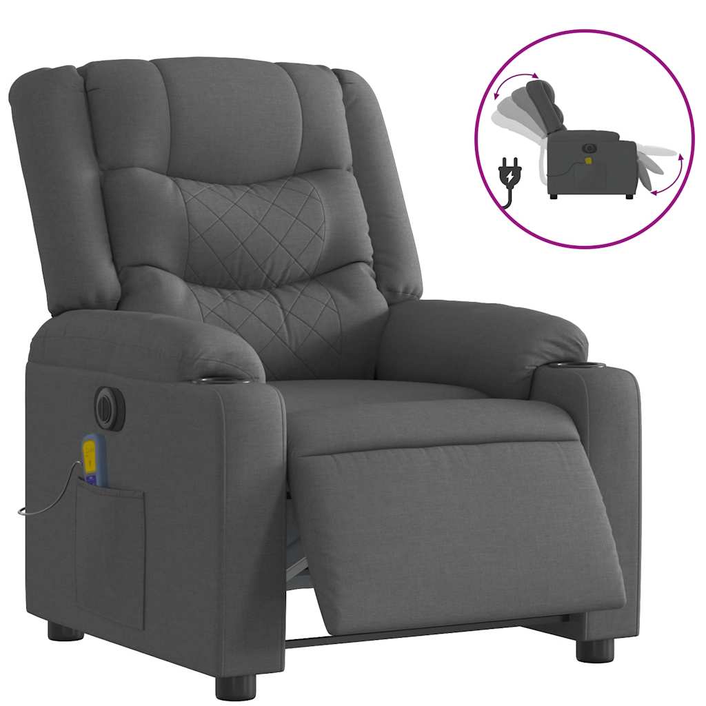 Electric Massage Recliner Chair Dark Grey Fabric