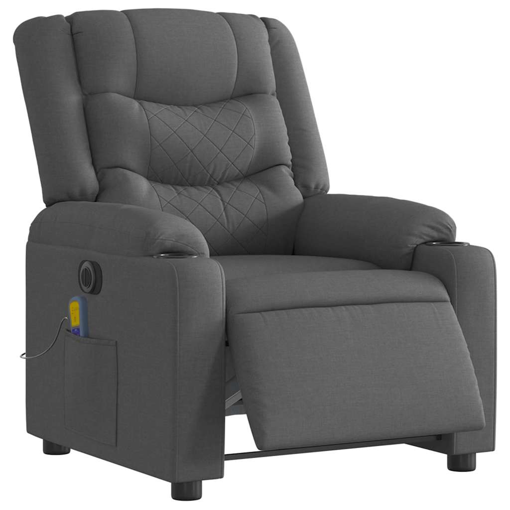 Electric Massage Recliner Chair Dark Grey Fabric