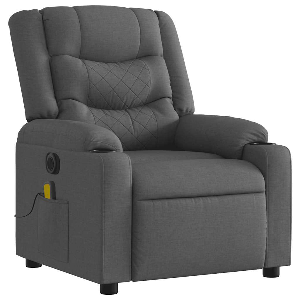 Electric Massage Recliner Chair Dark Grey Fabric