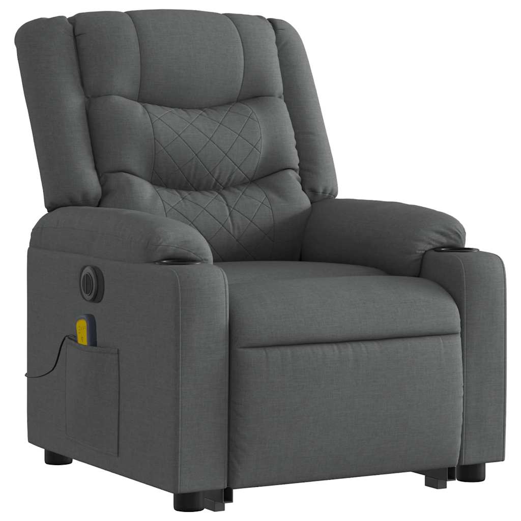 Electric Stand up Massage Recliner Chair Dark Grey Fabric