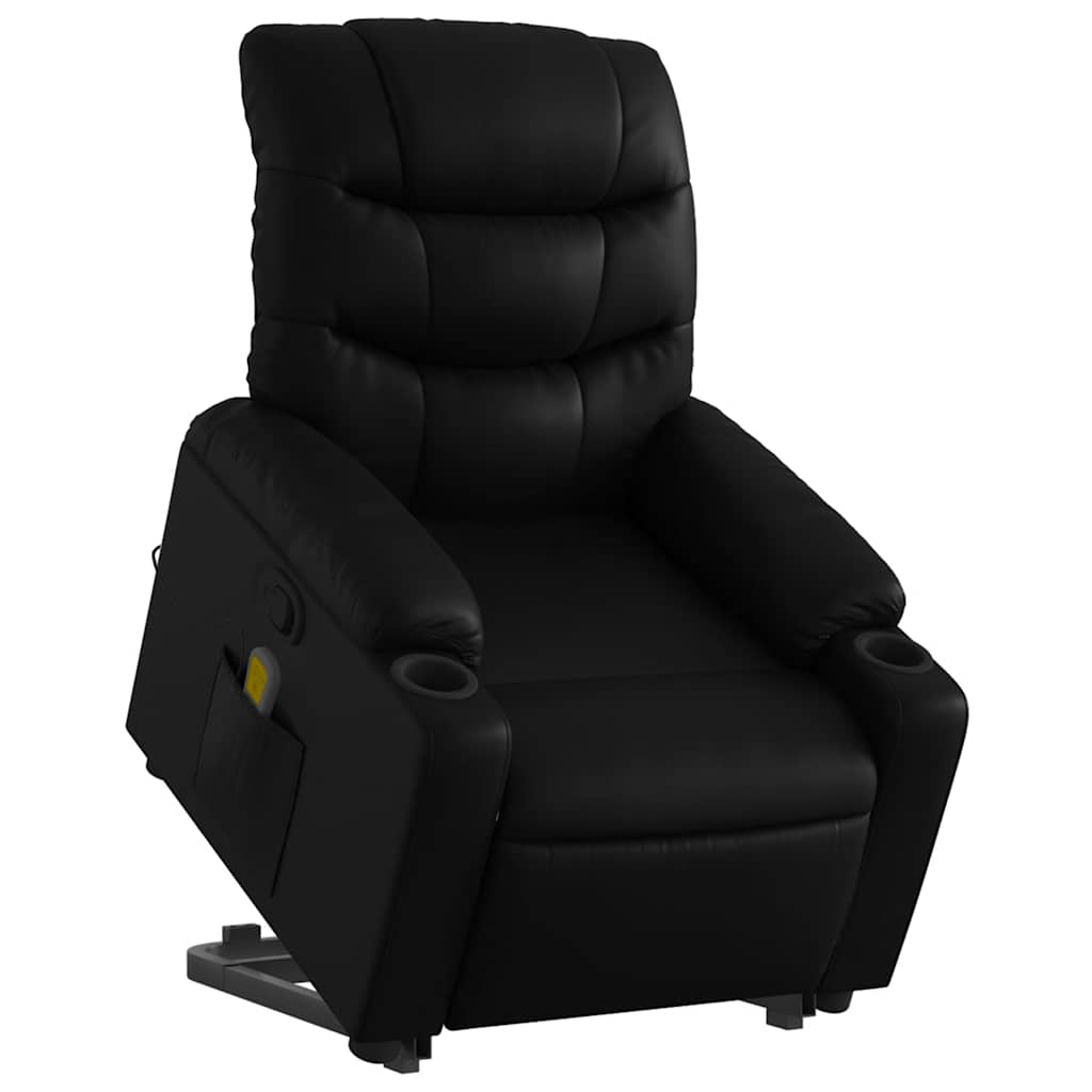 Stand up Massage Recliner Chair Black Faux Leather