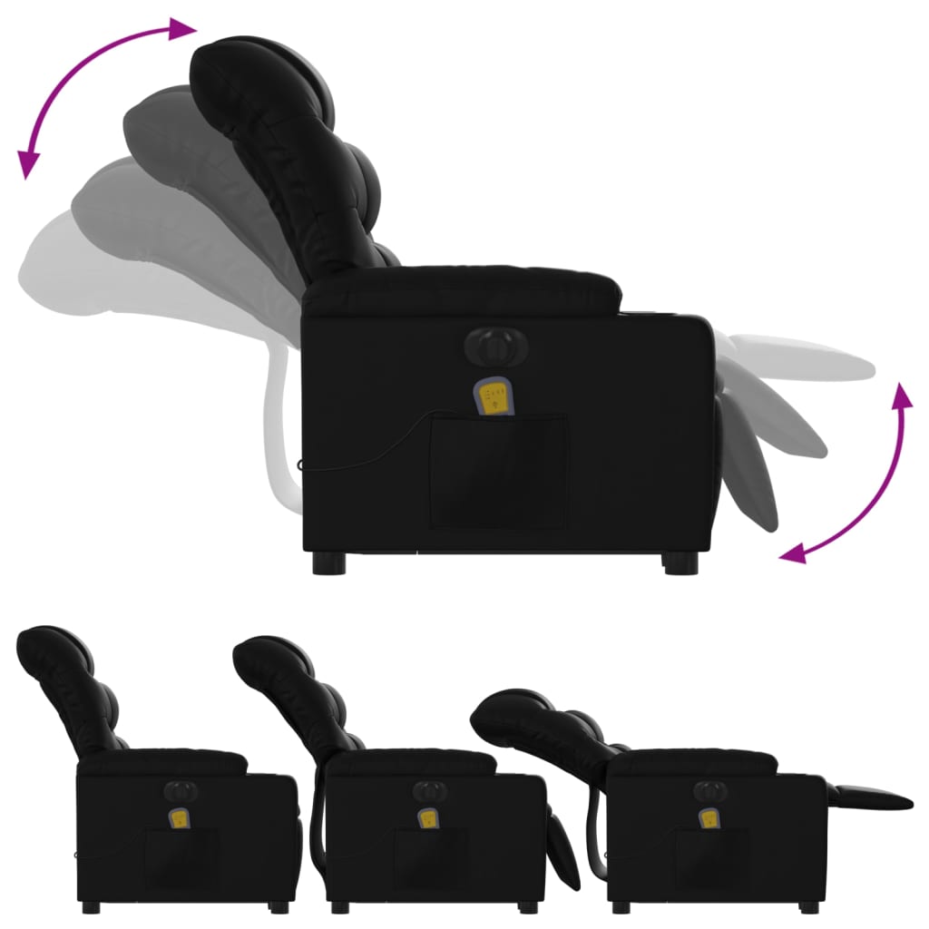 Electric Stand up Massage Recliner Chair Black Faux Leather