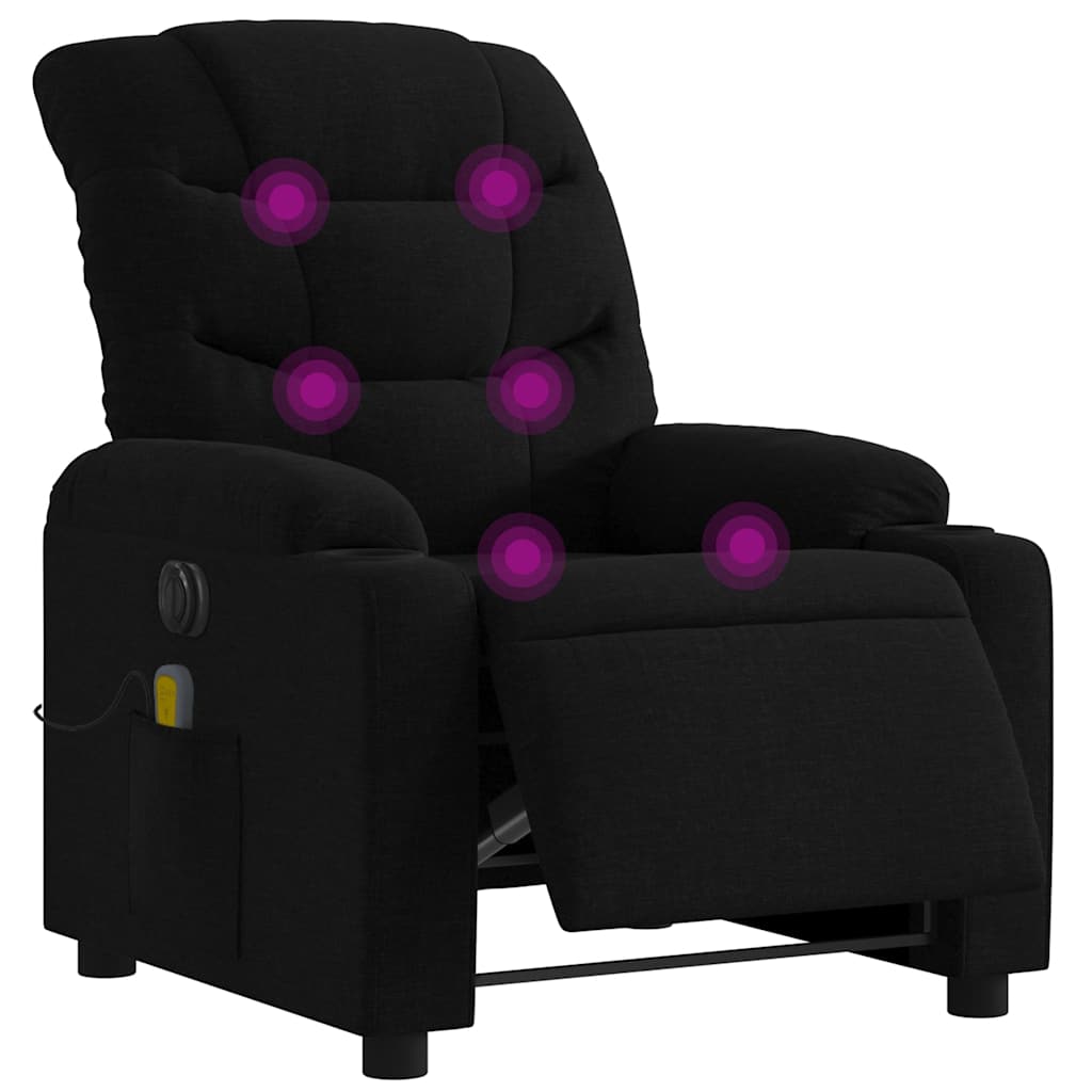 Electric Massage Recliner Chair Black Fabric