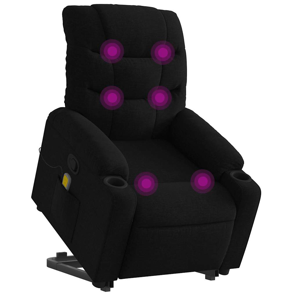 Stand up Massage Recliner Chair Black Fabric